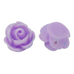 バラの花の不透明な樹脂ビーズ  紫色のメディア  9x7mm  穴：1mm