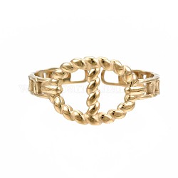 304 anillo de puño abierto ovalado de acero inoxidable, anillo hueco grueso para mujer, dorado, nosotros tamaño 6 3/4 (17.1 mm)