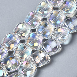 Abalorios de vidrio electroplate hebras, color de ab, cuadrado, claro ab, 10.5x11x6mm, agujero: 1 mm, aproximamente 60 pcs / cadena, 25.20 pulgada (64 cm)