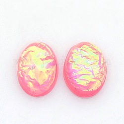 Oval Resin Imitated Opal Cabochons, Pink, 14x10x4mm