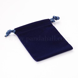 Rectángulo de joya bolsas de terciopelo, azul marino, 8.8x7 cm
