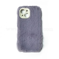 Теплый плюшевый чехол для мобильного телефона для женщин и девочек, пластиковые зимние защитные чехлы для камеры для iphone14, средне фиолетовый, 15.4x8x1.4 см