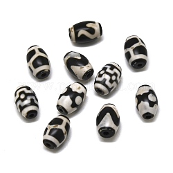 Perles de style tibétain, Perles d'agate naturelles, teinte, riz, Modèles mixtes, 12x8mm, Trou: 1.6mm