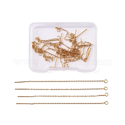 Unicraftale 10Pair 304 Stainless Steel Stud Earring Findings, Ear Threads with Loop, Golden, 90~94x1.2mm, Pin: 0.8mm