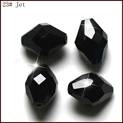 Imitazione branelli di cristallo austriaco, grado aaa, sfaccettato, bicono, nero, 10x13mm, Foro: 0.9~1 mm