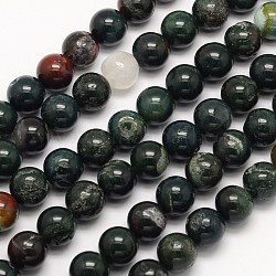 Natürlichen Blutstein Perlen Stränge, Heliotrop-Steinperlen, Runde, 12 mm, Bohrung: 1 mm, ca. 32 Stk. / Strang, 15.5 Zoll