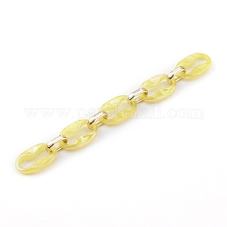 Cadenas portacables de enlace de plástico transparente acrílico y ccb, cadenas de eslabones rápidos, amarillo, 34.5x21x5.5 mm y 19x12x4.5 mm, aproximadamente 39.37 pulgada (1 m) / hebra