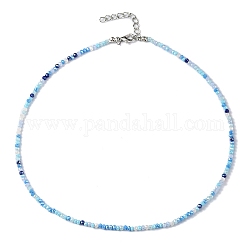Bling-Glasperlen-Halskette für Damen, Blau, 16.93 Zoll (43 cm)