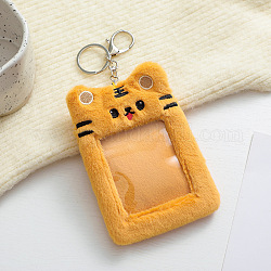 Velet Photocard Sleeve Keychain, with Clasps and Rectangle Clear Window, Tiger, Orange, 135x95mm, Inner Diameter: 95x80mm