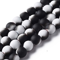 Vaporisez peints non-magnétiques synthétiques perles d'hématite brins, ronde, noir, 8x7.5mm, Trou: 1mm, Environ 53~40 pcs/chapelet, 15.55 pouce ~ 15.75 pouces (39.5~40 cm)