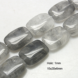 Natural Cloudy Quartz Beads Strands, Rectangle, Gray, 20x15x6mm, Hole: 1mm, about 20pcs/strand, 15.5inch
