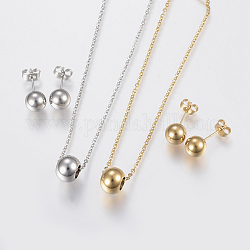 Kits de bijoux en 304 acier inoxydable, pendentifs et boucles d'oreille, ronde, couleur mixte, 17.71 pouce (45 cm), 19x8mm, pin: 0.8 mm