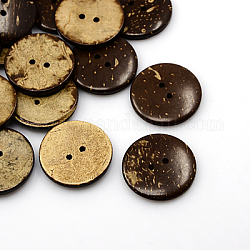 Кокосовое кнопки, 2-луночное, плоско-круглые, кокосового коричневый, 28x4 мм, отверстие : 2 мм