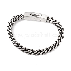 304 pulsera de cadenas de cuerda de acero inoxidable para hombres y mujeres., plata antigua, 8-1/8 pulgada (20.5 cm)