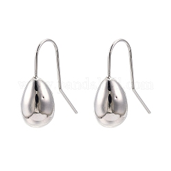 Placage ionique (ip) boucles d'oreilles pendantes en forme de larme en laiton pour femmes, sans nickel, Platine plaqué réel, 21x7.5mm, pin: 0.6 mm