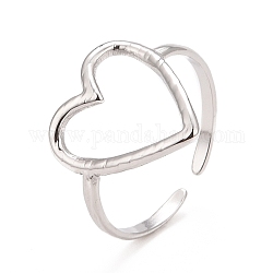 304 anello per polsino a cuore aperto da donna in acciaio inossidabile, colore acciaio inossidabile, misura degli stati uniti 6 1/2 (16.9mm)