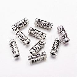 Perline in lega stile tibetano,  piombo & nichel & cadmio libero, tubo, argento antico, 13x5mm, Foro: 2.5 mm