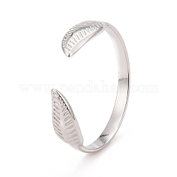 304 anillo de puño abierto de hoja de acero inoxidable para mujer, color acero inoxidable, nosotros tamaño 9 (18.9 mm)