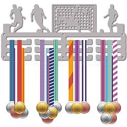 CREATCABIN Soccer Medal Holder Display Football Medal Hanger Rack Sports Metal Hanging Awards Iron Small Mount Decor Awards for Wall Home Badge Race Gymnastics Swimming Medalist Silver 11.4 x 5.1 Inch