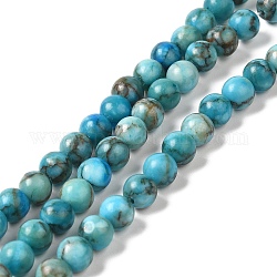 Natural Dyed Jade Beads Strands, Round, Dodger Blue, 6~7mm, Hole: 0.8mm, about 57~64pcs/strand, 14.33''~15''(36.4~38.1cm)