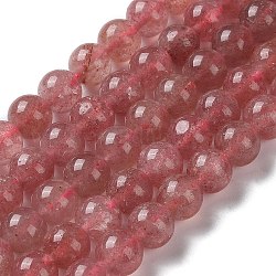 Natürlichen Erdbeere Quarzperlen Stränge, Runde, 8 mm, Bohrung: 0.8 mm, ca. 43 Stk. / Strang, 14.65'' (37.2 cm)