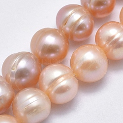 Hebras de perlas de agua dulce cultivadas naturales, patata, color mezclado, 9~11x8~9mm, agujero: 0.8 mm, aproximamente 41~43 pcs / cadena, 14 pulgada (35.5 cm)