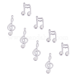 Unicraftale 304 Stainless Steel Pendants, Musical Note, Stainless Steel Color, 29x19x3mm, Hole: 1.8mm, 12pcs/box