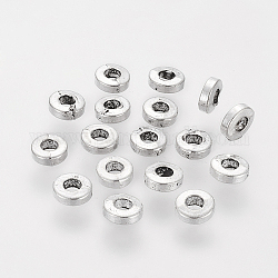 Tibetan Style Alloy Beads, Cadmium Free & Nickel Free & Lead Free, Donut, Antique Silver, 6x2mm, Hole: 2.5mm