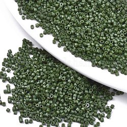 11/0 Grade A Glass Seed Beads, Cylinder, Uniform Seed Bead Size, Baking Paint, Dark Green, 1.5x1mm, Hole: 0.5mm, about 2000pcs/10g