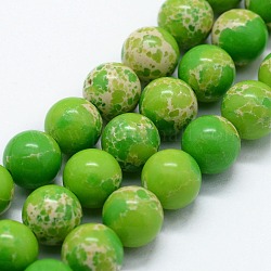 Синтетические имперские нитки из бисера яшмы, окрашенные, круглые, желто-зеленые, 6 мм, отверстие : 0.8 мм, около 63 шт / нитка, 14.76 дюйм (37.5 см)