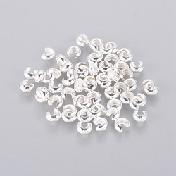 4MM Silver Color Plated Round Brass Crimp Beads Covers, Jewelry Making Findings, About 4mm In Diameter, 3mm Thick, Hole: 1.5mm