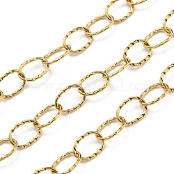 304 cadenas de eslabones ovales de acero inoxidable, soldada, con carrete, real 18k chapado en oro, 9x6x1mm, 10 m / rollo