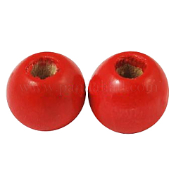 Dyed Wood Beads, Round, Red, 4~5x3mm, Hole: 1.2mm
