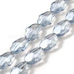 Trasparenti perle di vetro placca fili, lustro di perla placcato, mano hamsa, azzurro acciaio chiaro, 17.8x13.5x7.5mm, Foro: 1.3 mm, circa 40pcs/filo, 27.95 pollice (71 cm)