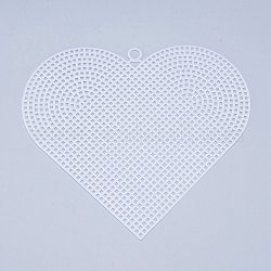 Hojas de lona de malla de plástico, para bordar, elaboración de hilo acrílico, proyectos de punto y ganchillo, corazón, blanco, 14.8x16.8x0.12x0.75 cm, agujero: 2x2 mm