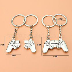 Porte-clés couples en alliage, une manette, platine, 3.1x2 cm