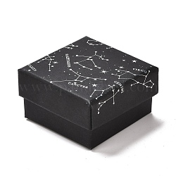 Boîtes d'emballage de bijoux en carton, avec une éponge à l'intérieur, pour les bagues, petites montres, colliers, des boucles d'oreilles, bracelet, Motif de constellation, 5.3x5.3x3.1 cm