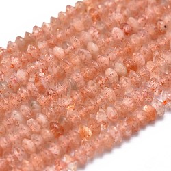 Natürliche sunstone Perlen Stränge, facettiert, Doppelkegel, 2.5~3x1.5~2 mm, Bohrung: 0.5 mm, ca. 250 Stk. / Strang, 14.96 Zoll (38 cm)