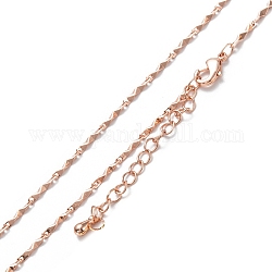 Латунных звено цепи ожерелья, долговечный, Реальное розовое золото покрыло, 15.75 дюйм (40 см)