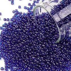 Cuentas de semillas redondas toho, Abalorios de la semilla japonés, (361) color interior aguamarina oscuro / forrado violeta, 11/0, 2.2mm, agujero: 0.8 mm, aproximamente 50000 unidades / libra