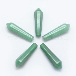 Natürliche grüne Aventurin spitzen Perlen, Heilsteine, Reiki-Energieausgleichs-Meditationstherapiestab, Kugel, ungebohrt / keine Lochperlen, 30.5x9x8 mm