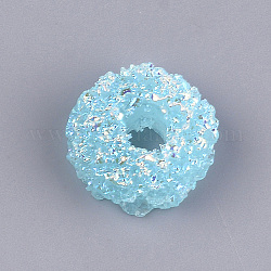 Harz Cabochons, ab Farbe plattiert, Donut, Imitation Lebensmittel, Himmelblau, 17~18.5x7~8 mm