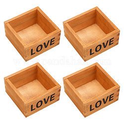 Сосновый ящик, без обложки, квадрат со словом любовь, цвет шоколада, 9.5x9.5x0.5 см, Внутренние размеры: 81x80.5 mm