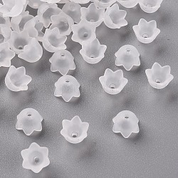 Transparent Acrylic Beads Caps, Tulip Flower, Lily of the Valley, Frosted, Clear, 10x6mm, Hole: 1.5mm, about 2100pcs/500g