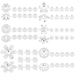 SUNNYCLUE 60Pcs 6 Style Brass Bead Cap, Long-Lasting Plated, Flower, 925 Sterling Silver Plated, 10pcs/style