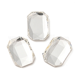 Glass Rhinestone Cabochons, Flat Back & Back Plated, Faceted, Rectangle, Crystal, 14x10x4.50mm