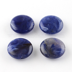 Piatto tondo perline acriliche imitazione della pietra preziosa, blu medio, 22x8.5mm, Foro: 2 mm, circa 190pcs/500g