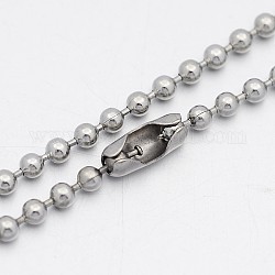 304 Stainless Steel Ball Chain Necklaces, Stainless Steel Color, 17.7 inch(45cm)