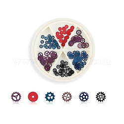 Кабошоны из латуни, окрашенные распылением, полый, аксессуары для украшения ногтей для женщин, плоско-круглые, разноцветные, 5x0.3 мм