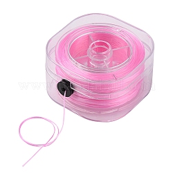 Cuerda de cristal elástica redonda, Hilo de cuentas elástico, para hacer la pulsera elástica, rosa, 0.8mm, alrededor de 98.43 yarda (90 m) / caja